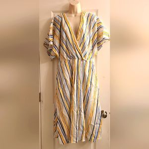 Blue and yellow striped Eloquii dress (size 14)